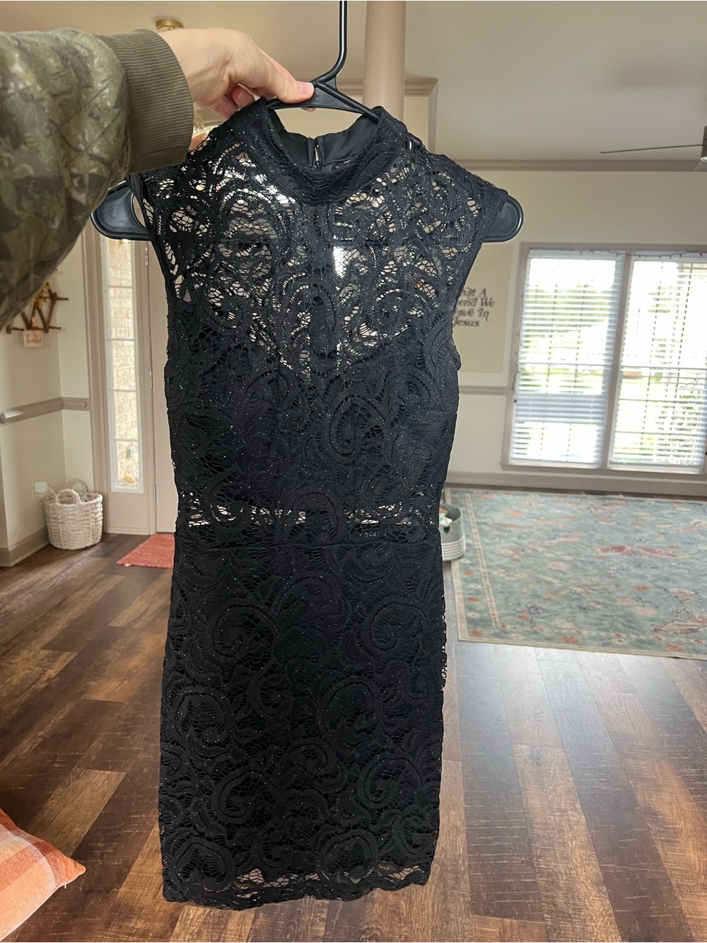 B Darlin Black Lace Mini Dress - High Neck Sleeveless